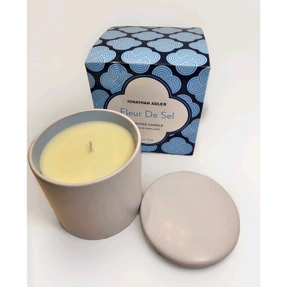 Jonathan Adler ~ FLEUR DE SEL ~ 11oz Scented Candle in Ceramic Pot Holder - NEW - Picture 1 of 11